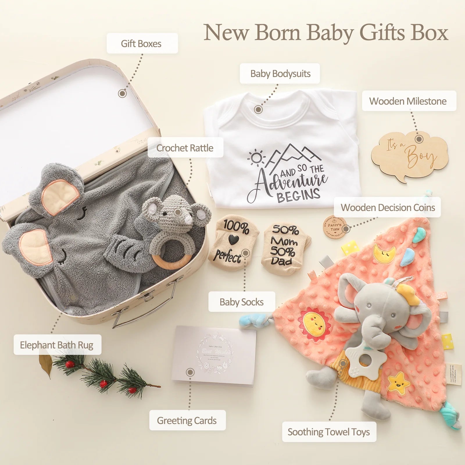 Premium Baby Girl Gift Basket Set - Perfect for Baby Shower Baby Birth, Includes Clothes, Toys & More Photography Accessories