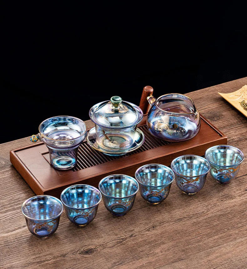 Colorful Glass Teacup Set