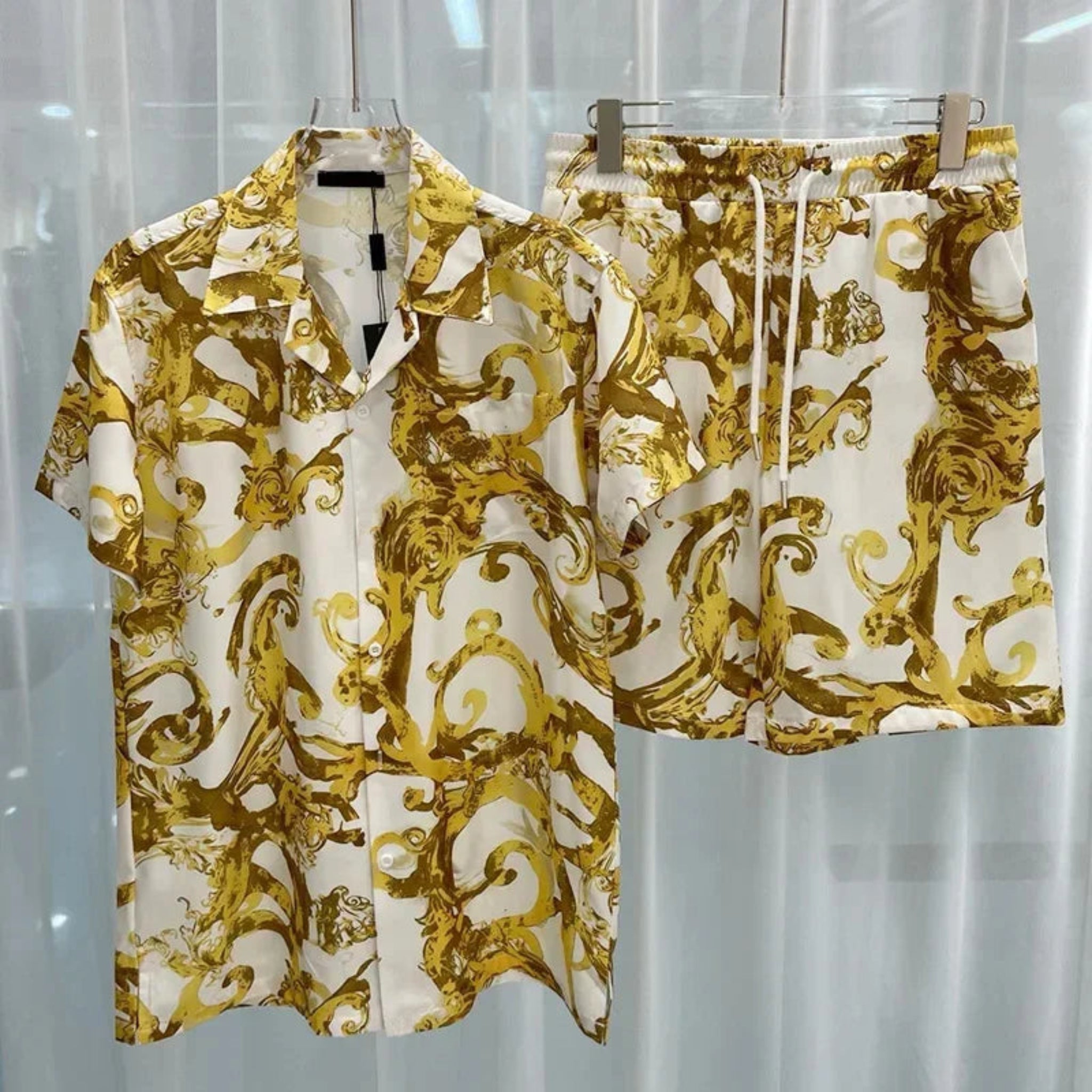 3D printed Beach Short Sleeved Shirt Shorts Set