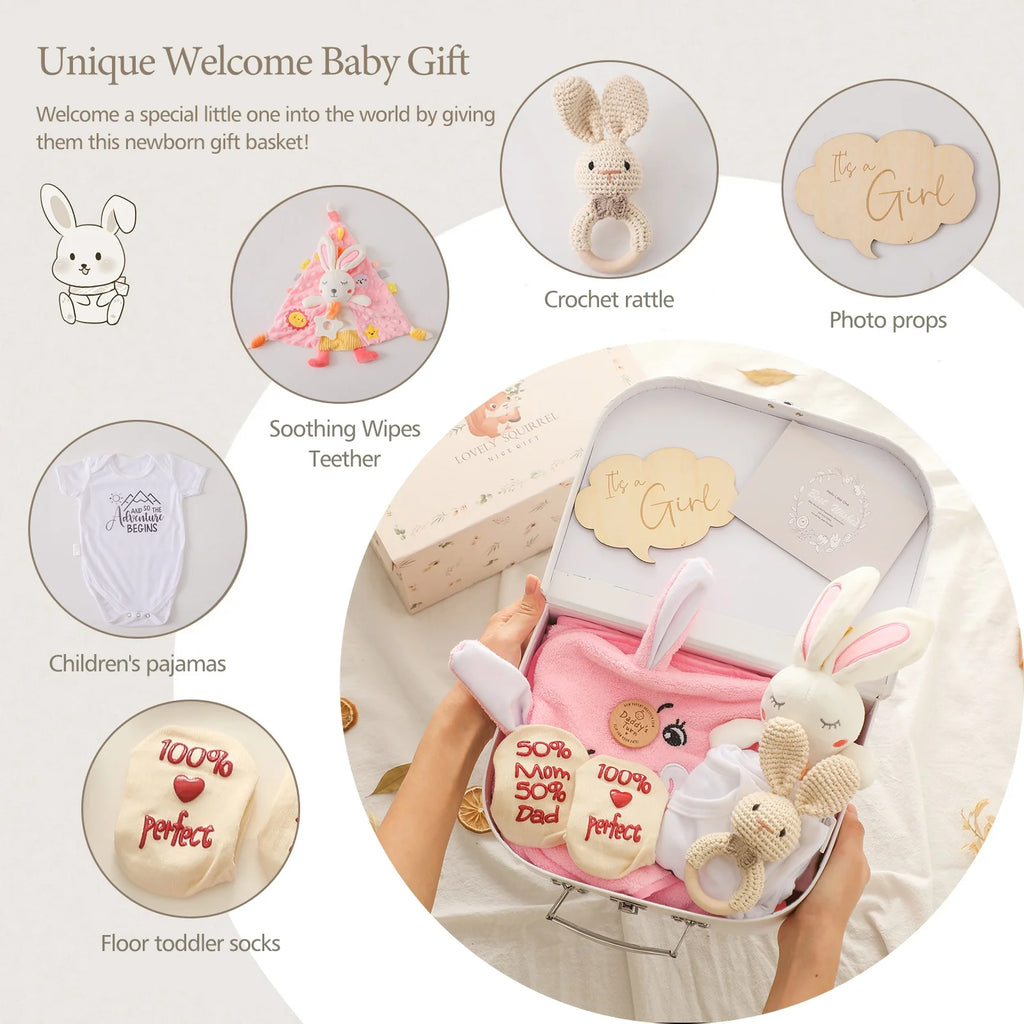Premium Baby Girl Gift Basket Set - Perfect for Baby Shower Baby Birth, Includes Clothes, Toys & More Photography Accessories