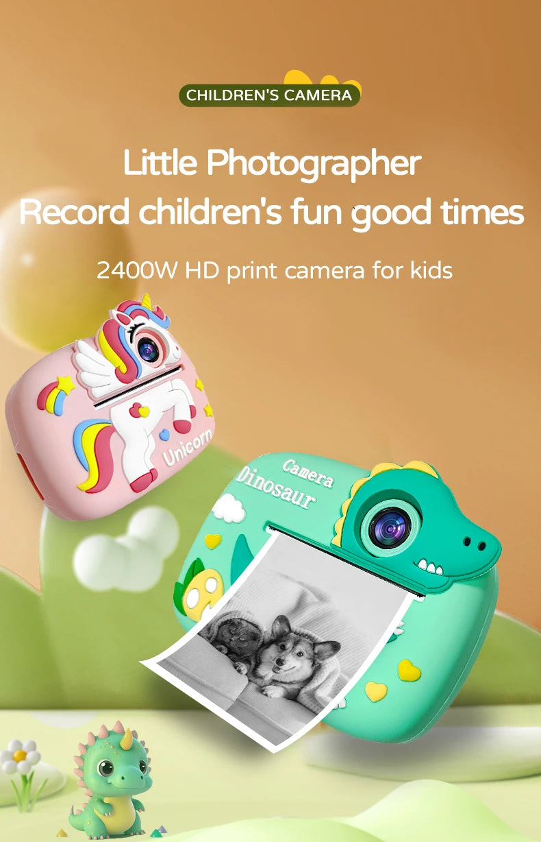 Birthday Gift Set Kids Photo Digital Camera Printer with Games Mini Digital Video Child Instant Print Camera Girl Boy Christmas