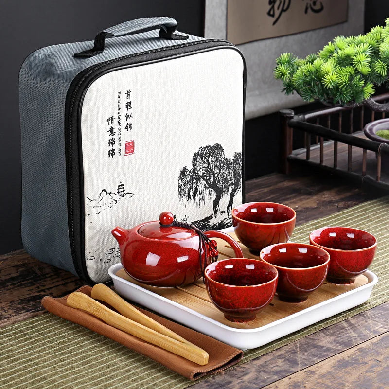 Travelling Bag 4 Cups Chinese Kung Fu Tea Set