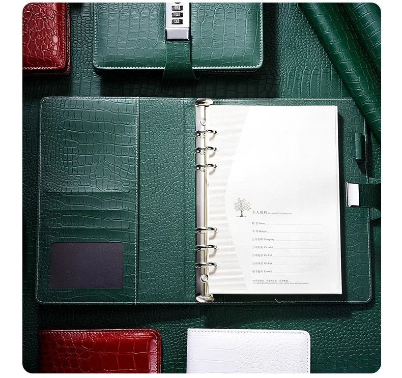 Crocodile Stripe Loose Leaf Notebook Password Book