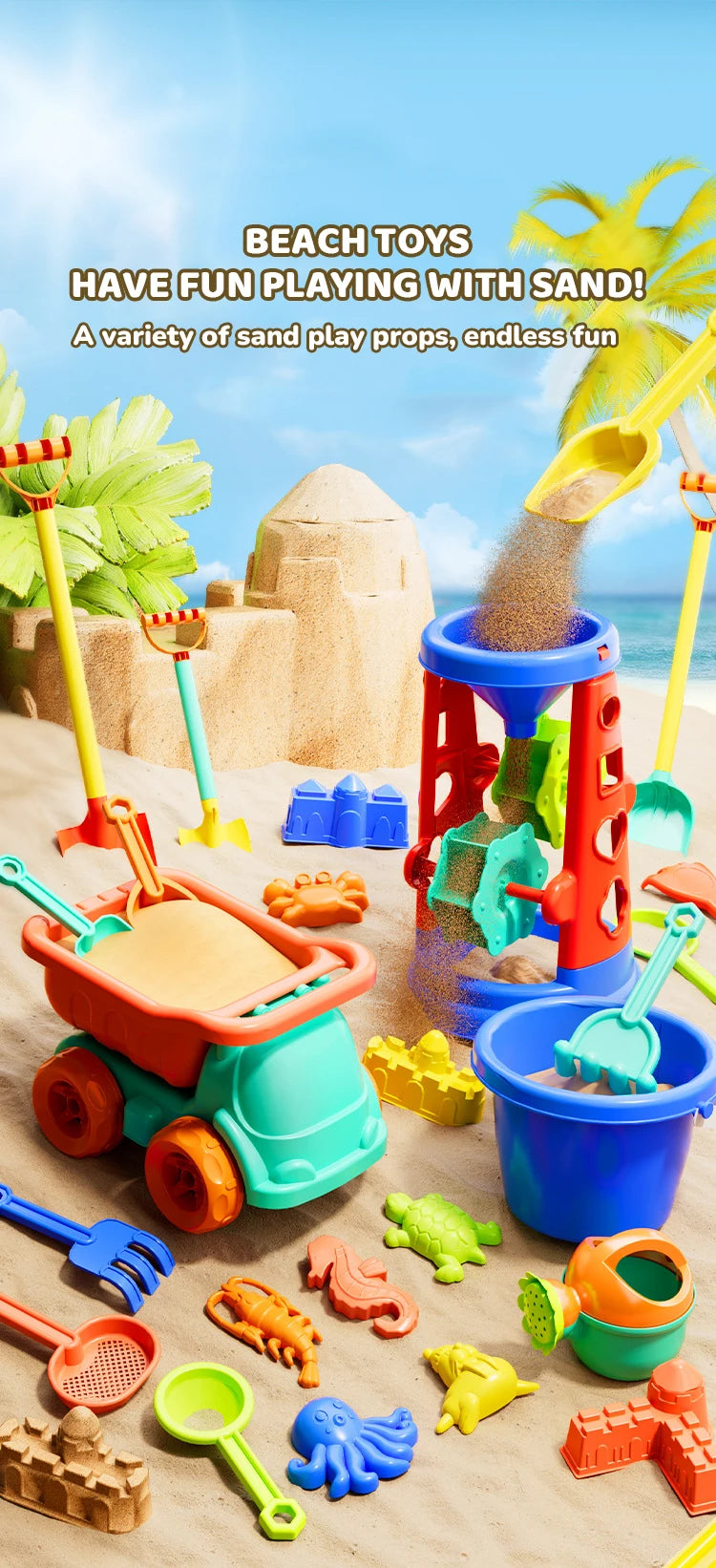 Kids Beach Toy Set Suitable for Boys and Girls to Play Outdoors with Sand, Summer Gardening, Digging Toys, Gifts