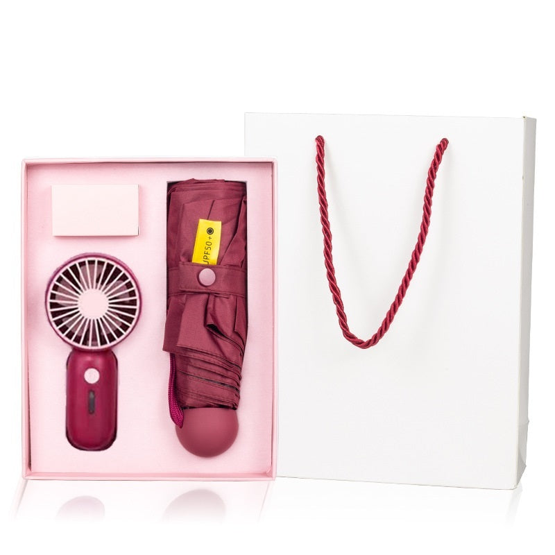 Creative Sunny & Rainy Small Umbrella Fan Gift Set