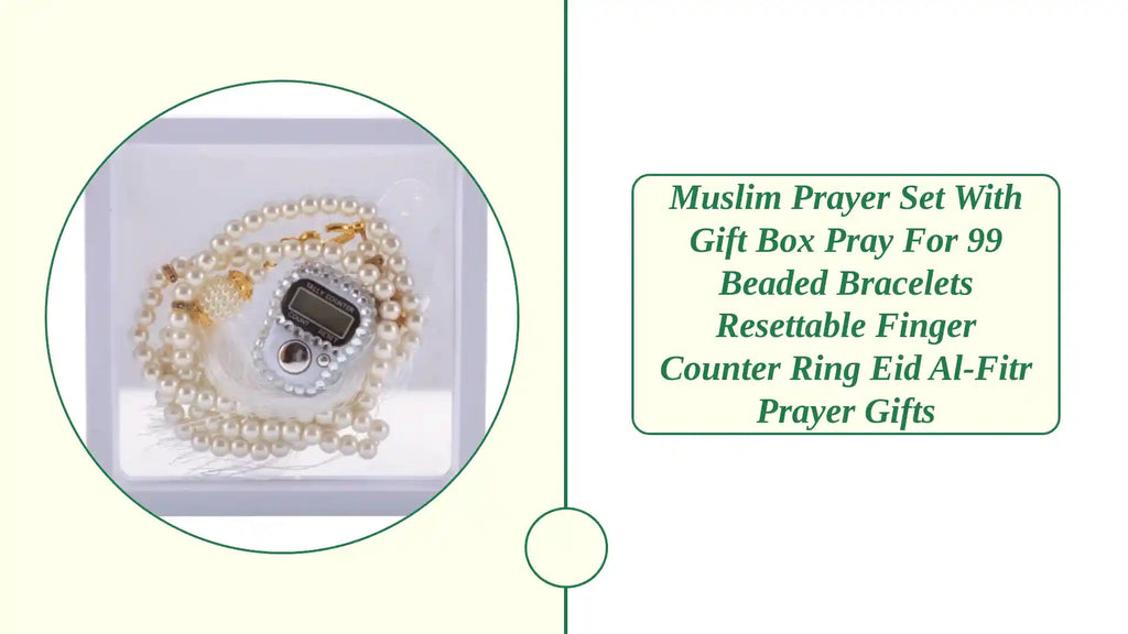 Muslim Prayer Set With Gift Box Pray For 99 Beaded Bracelets Resettable Finger Counter Ring Eid Al-Fitr Prayer Gifts by@Outfy