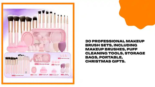 30 professional makeup brush sets, including makeup brushes, puff cleaning tools, storage bags, portable, Christmas gifts. by@Outfy