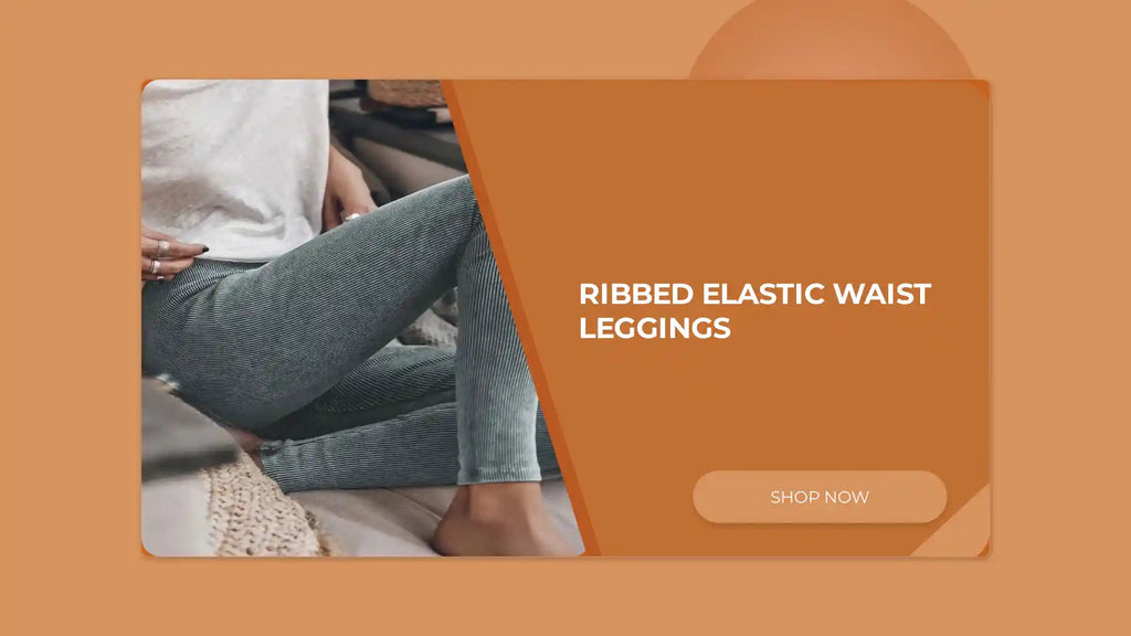Ribbed Elastic Waist Leggings by@Outfy