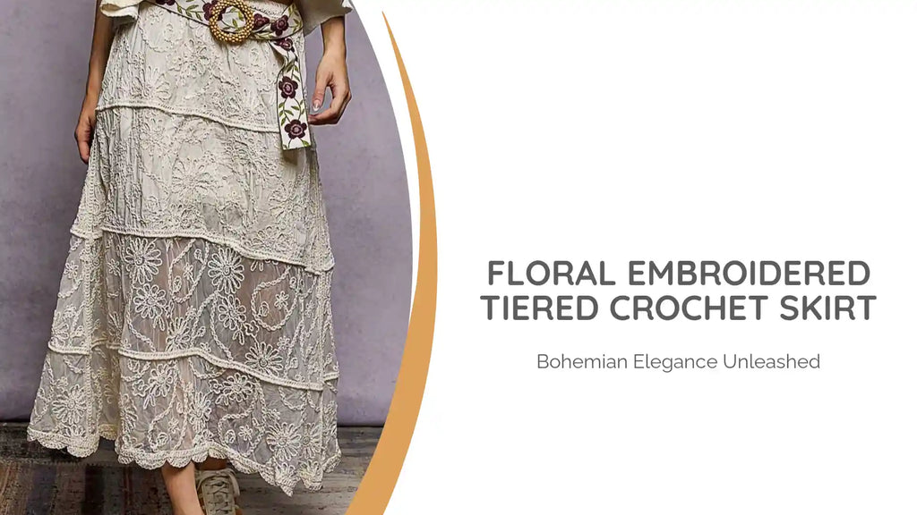 Floral Embroidered Tiered Crochet Skirt by@Outfy