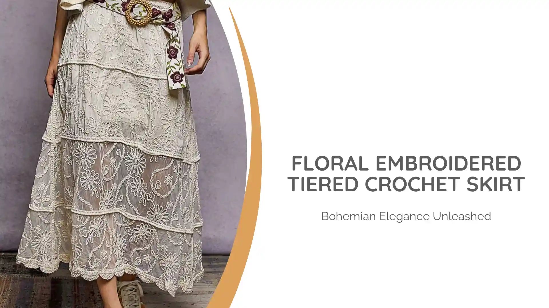 Floral Embroidered Tiered Crochet Skirt by@Outfy