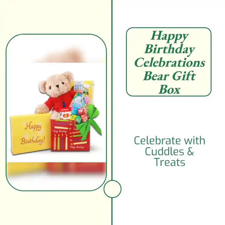 Happy Birthday Celebrations Bear Gift Box by@Outfy