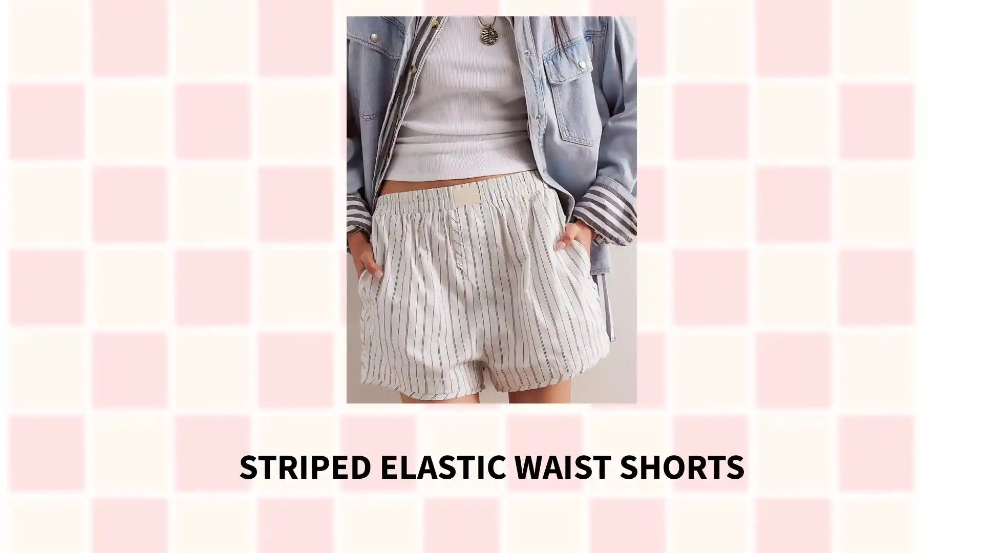 Striped Elastic Waist Shorts by@Outfy