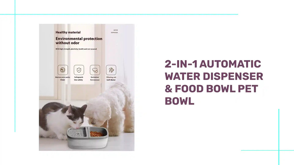 2-in-1 Automatic Water Dispenser &amp; Food Bowl Pet Bowl by@Outfy