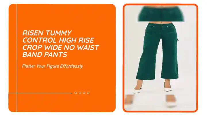 RISEN Tummy Control High Rise Crop Wide No Waist Band Pants by@Outfy