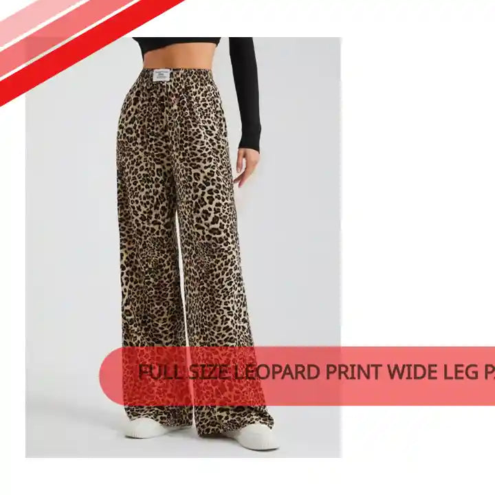 Full Size Leopard Print Wide Leg Pants Plus Size by@Outfy