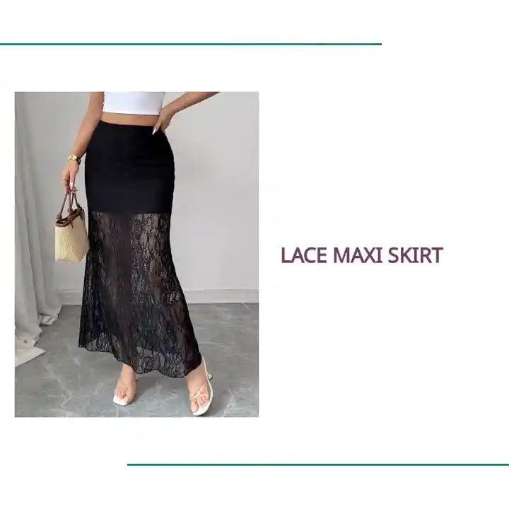 Lace Maxi Skirt by@Outfy
