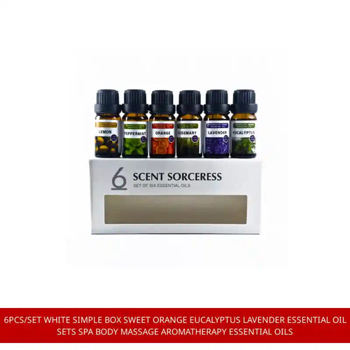6pcs/Set White Simple Box Sweet Orange Eucalyptus Lavender Essential Oil Sets Spa Body Massage Aromatherapy Essential Oils by@Outfy
