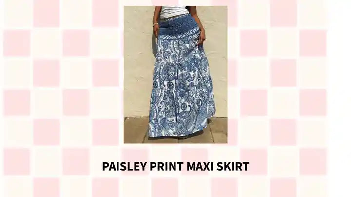 Paisley Print Maxi Skirt by@Outfy