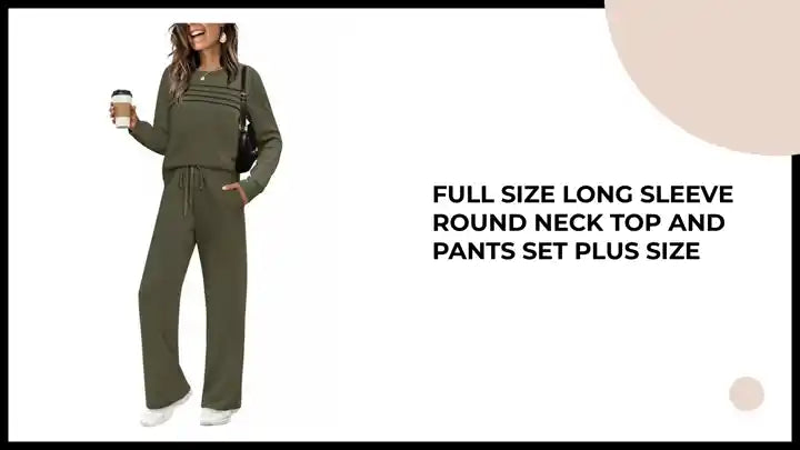 Full Size Long Sleeve Round Neck Top and Pants Set Plus Size by@Outfy