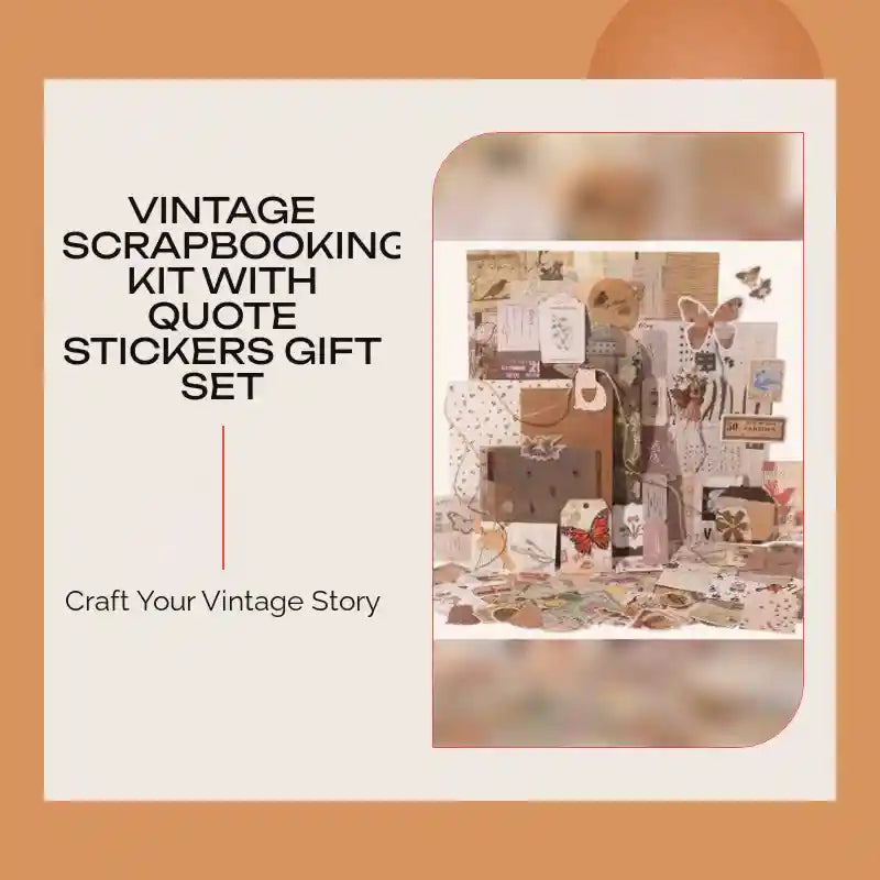 Vintage Scrapbooking Kit with Quote Stickers Gift Set by@Outfy