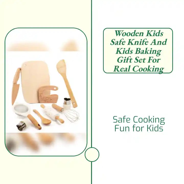 Wooden Kids Safe Knife and Kids Baking Gift Set for Real Cooking by@Outfy
