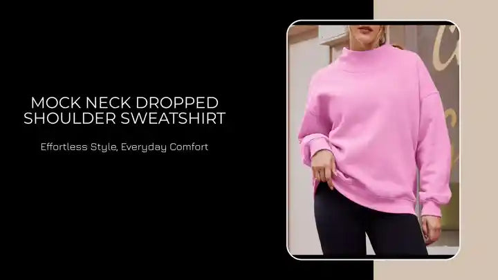 Mock Neck Dropped Shoulder Sweatshirt by@Outfy