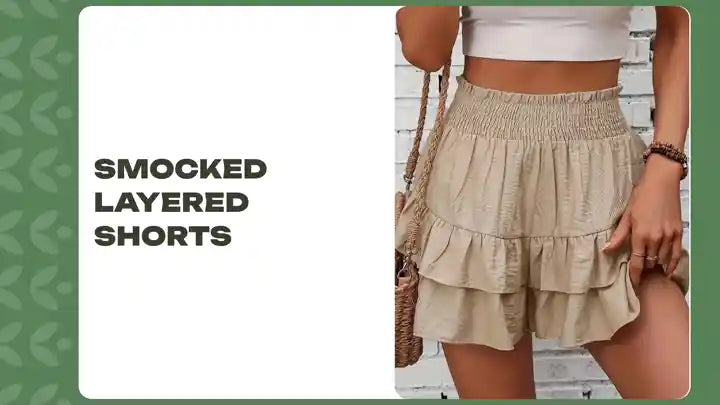 Smocked Layered Shorts by@Outfy