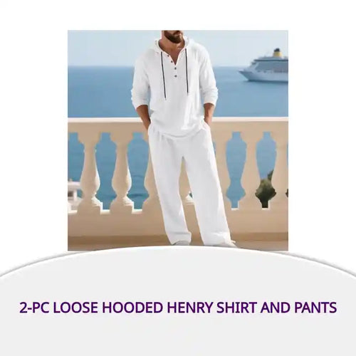 2-PC Loose Hooded Henry Shirt and Pants by@Outfy