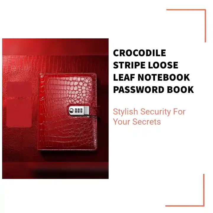 Crocodile Stripe Loose Leaf Notebook Password Book by@Outfy