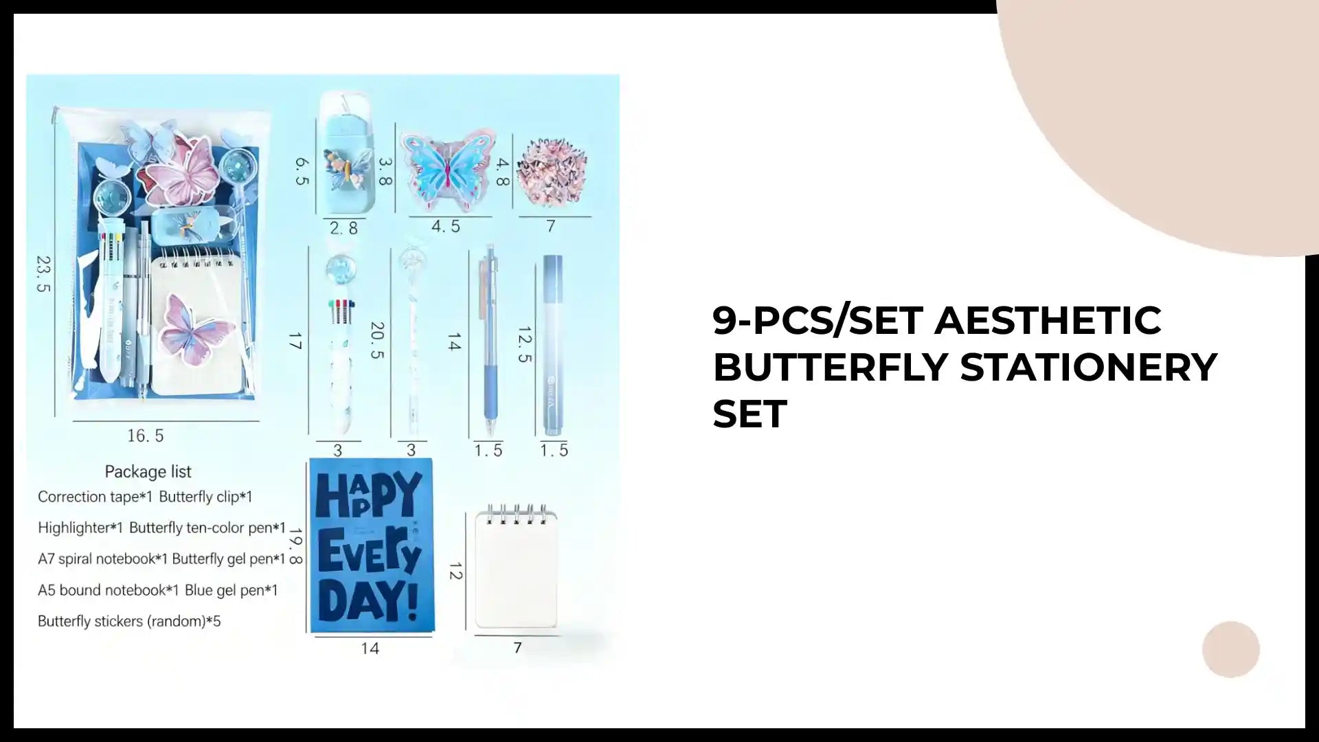 9-Pcs/Set Aesthetic Butterfly Stationery Set by@Outfy