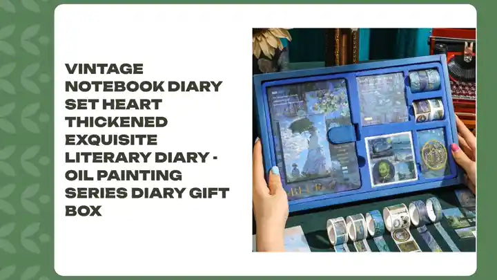 Vintage Notebook Diary Set Heart Thickened Exquisite Literary Diary - Oil Painting Series Diary Gift Box by@Outfy