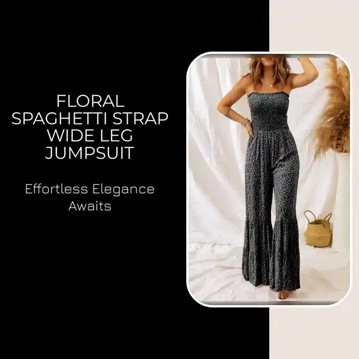 Floral Spaghetti Strap Wide Leg Jumpsuit by@Outfy