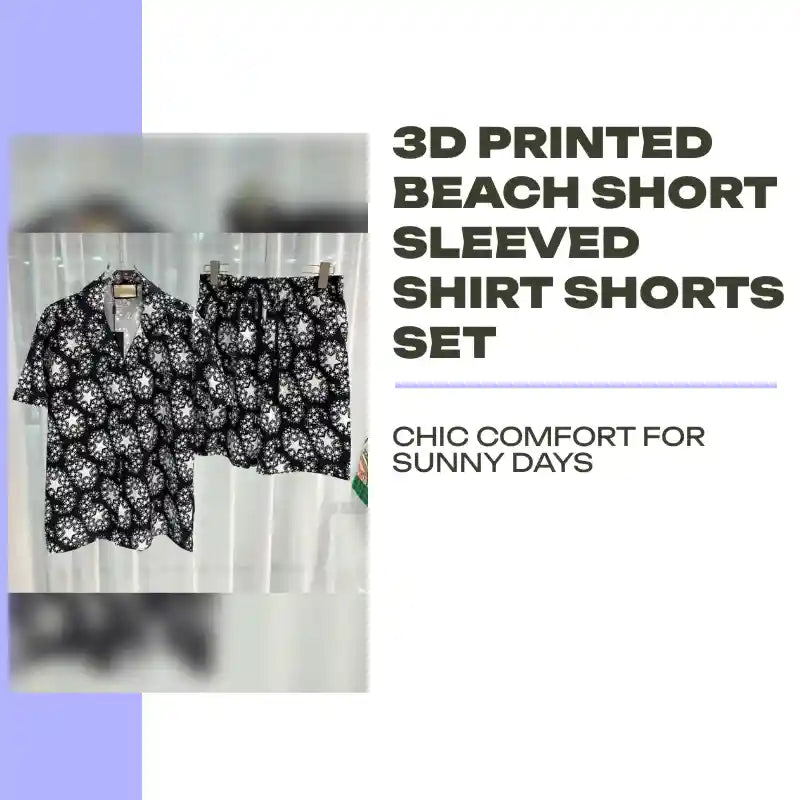 3D printed Beach Short Sleeved Shirt Shorts Set by@Outfy