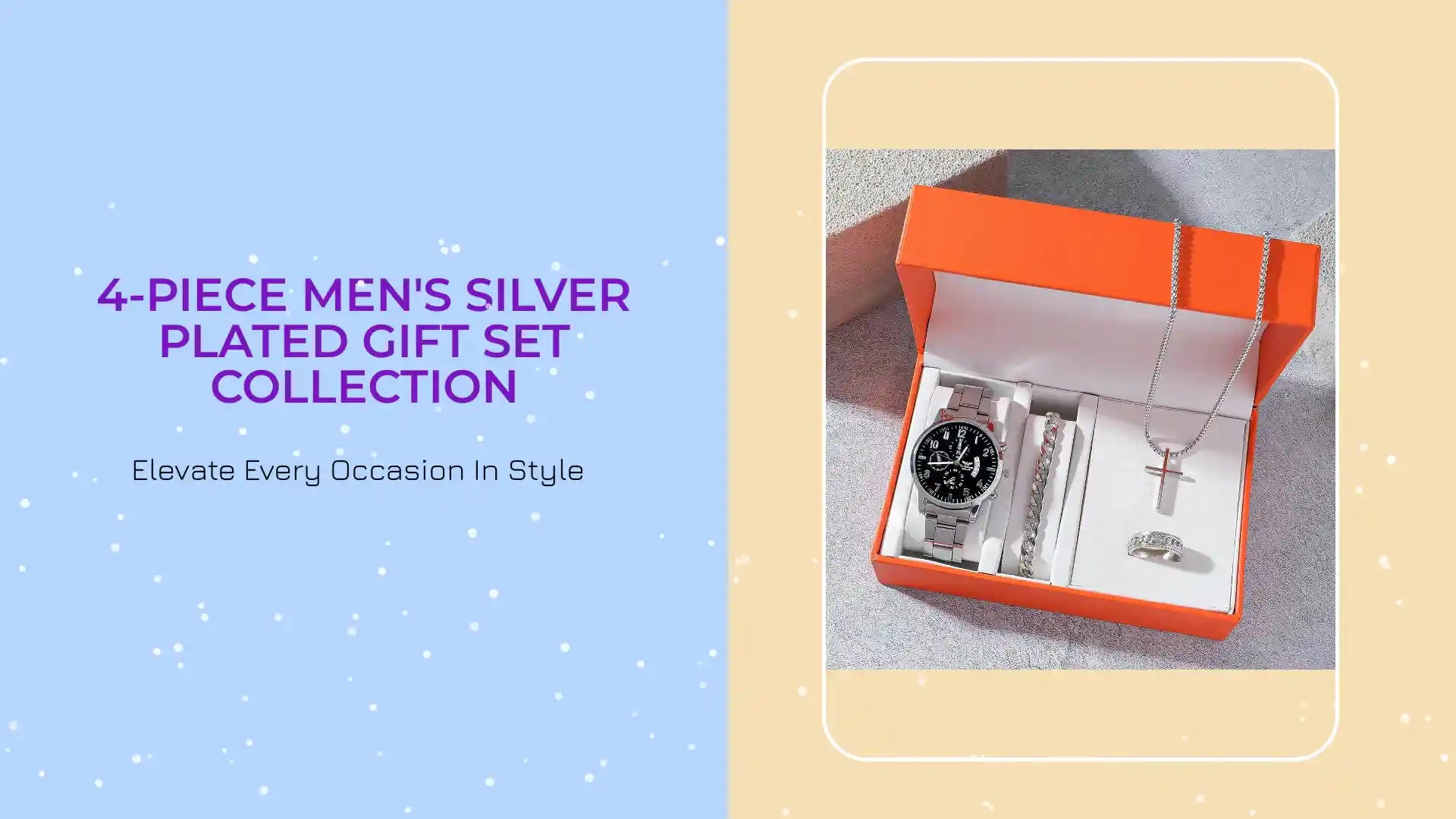 4-Piece Men's Silver Plated Gift Set Collection by@Outfy