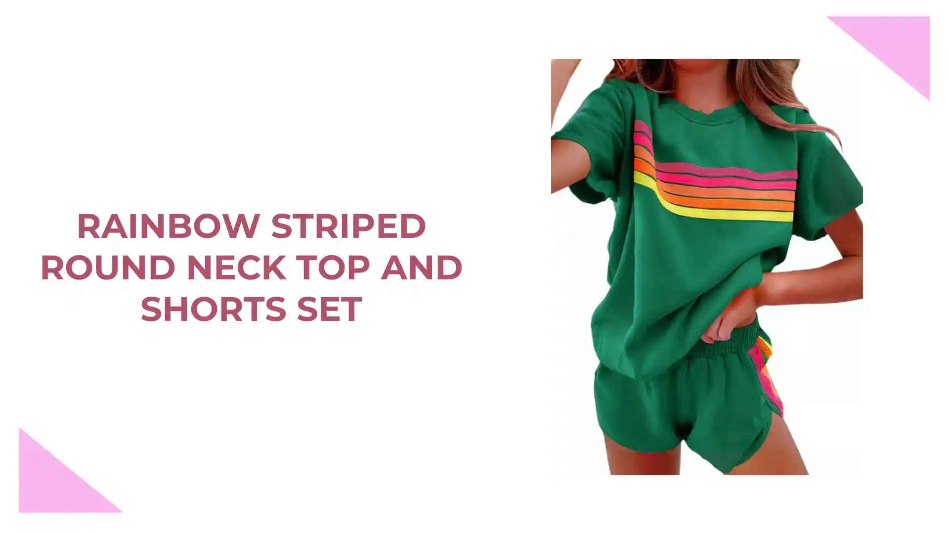 Rainbow Striped Round Neck Top and Shorts Set by@Outfy