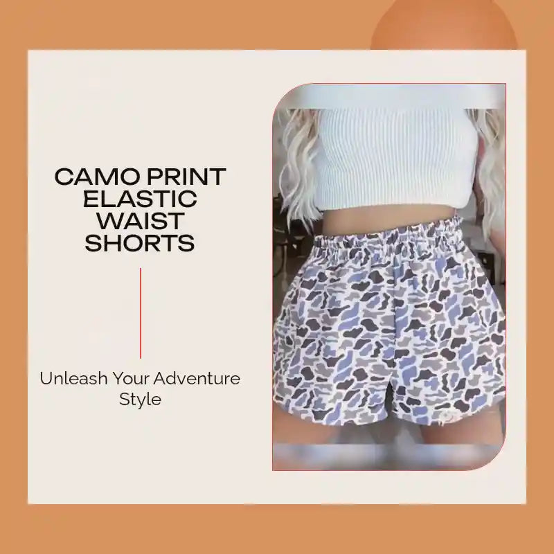 Camo Print Elastic Waist Shorts by@Outfy