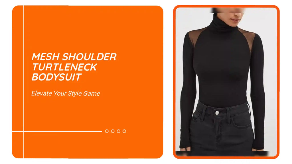 Mesh Shoulder Turtleneck Bodysuit by@Outfy
