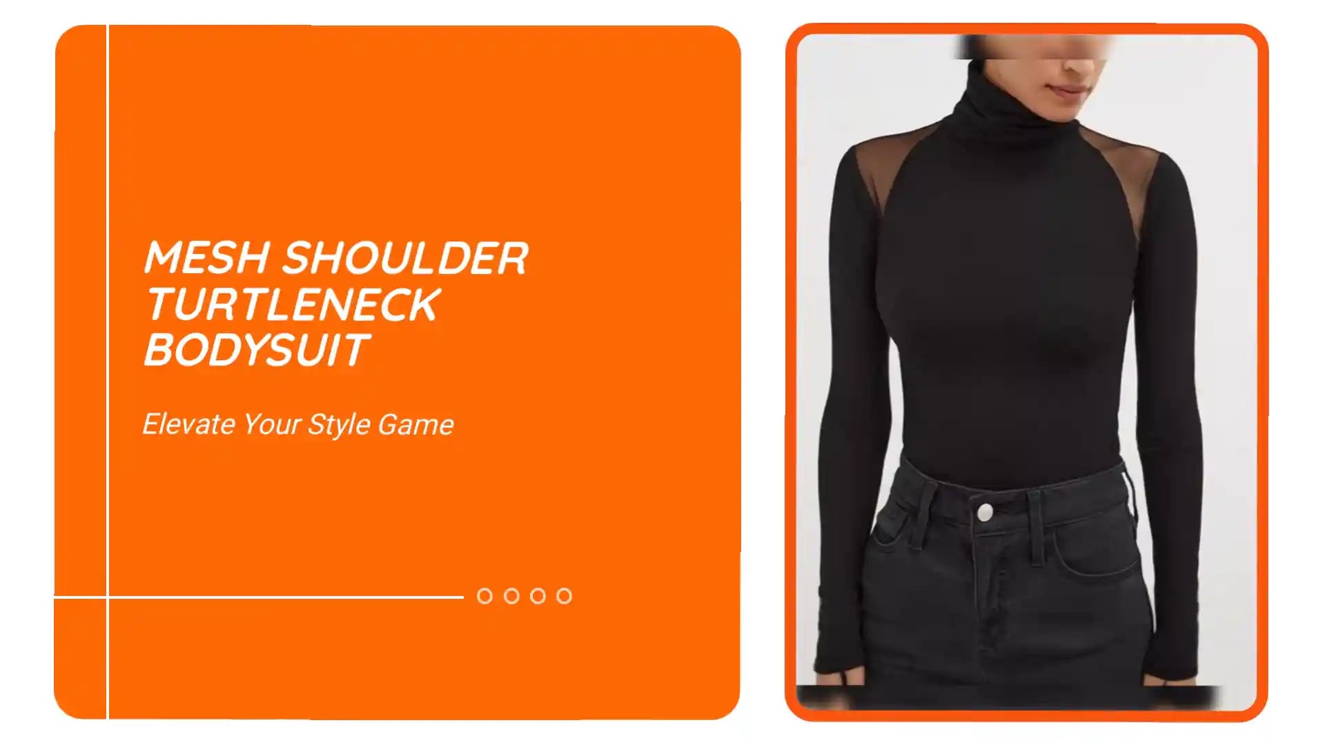 Mesh Shoulder Turtleneck Bodysuit by@Outfy
