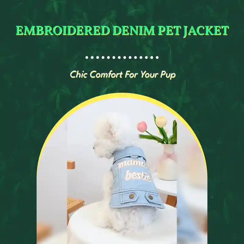 Embroidered Denim Pet Jacket by@Outfy
