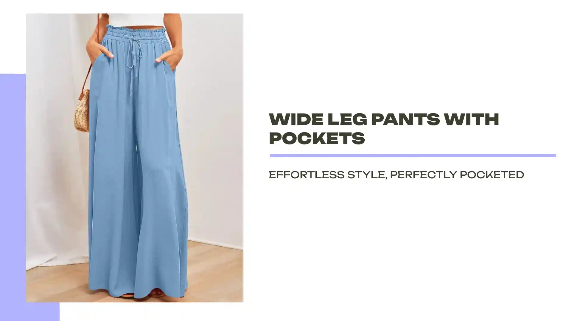 Wide Leg Pants with Pockets by@Outfy
