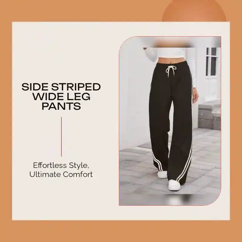 Side Striped Wide Leg Pants by@Outfy