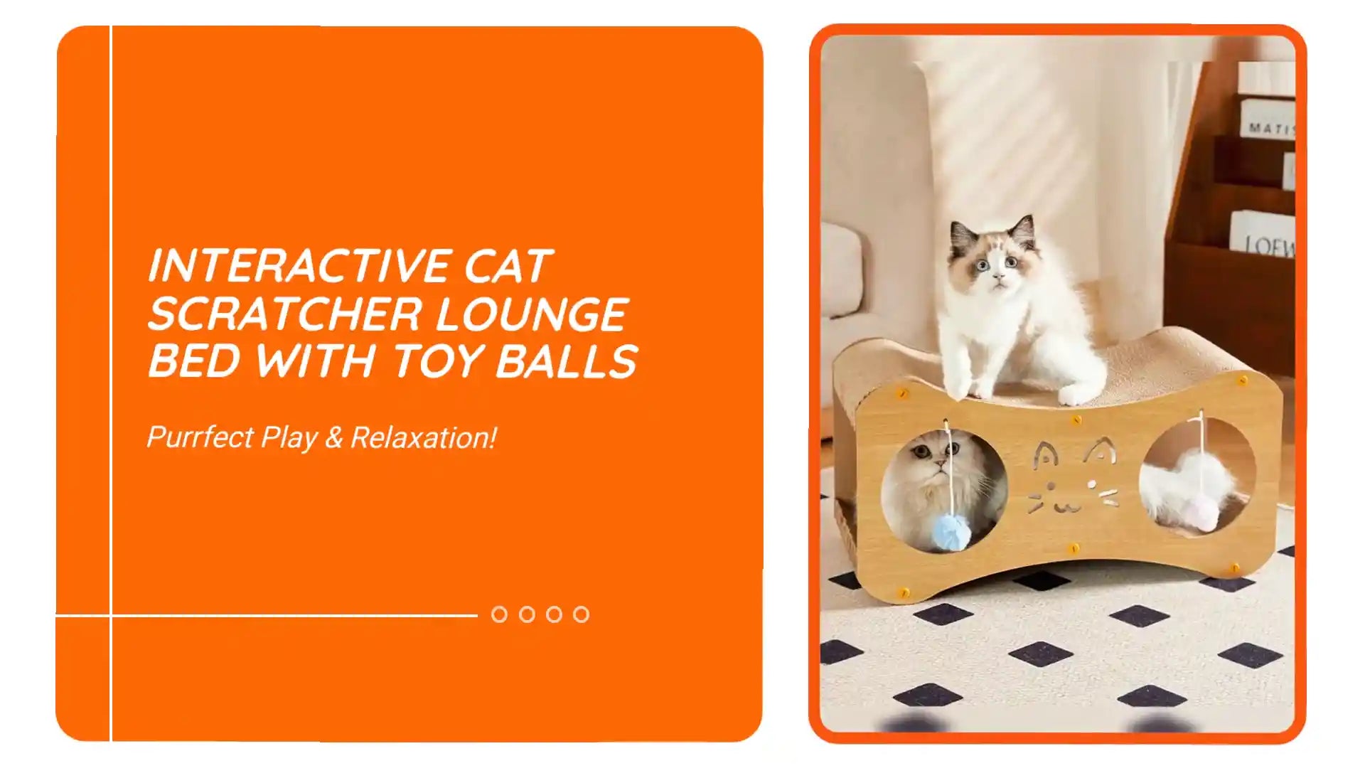 Interactive Cat Scratcher Lounge Bed with Toy Balls by@Outfy