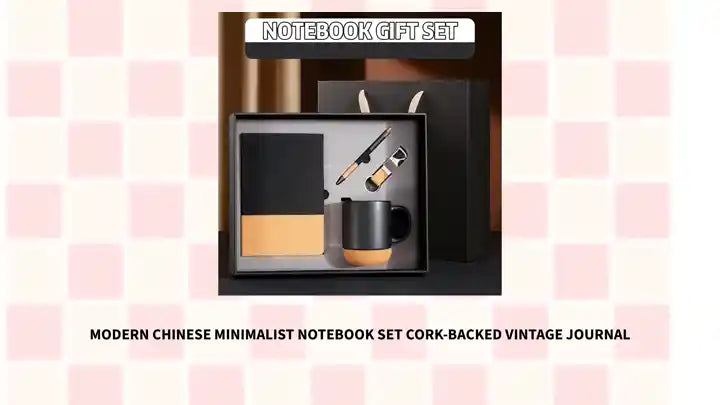 Modern Chinese Minimalist Notebook Set Cork-Backed Vintage Journal by@Outfy