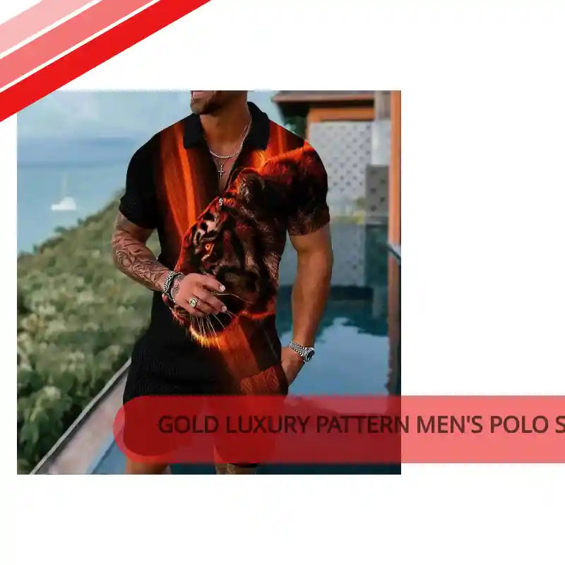 Gold Luxury Pattern Men's Polo Shirts Set by@Outfy