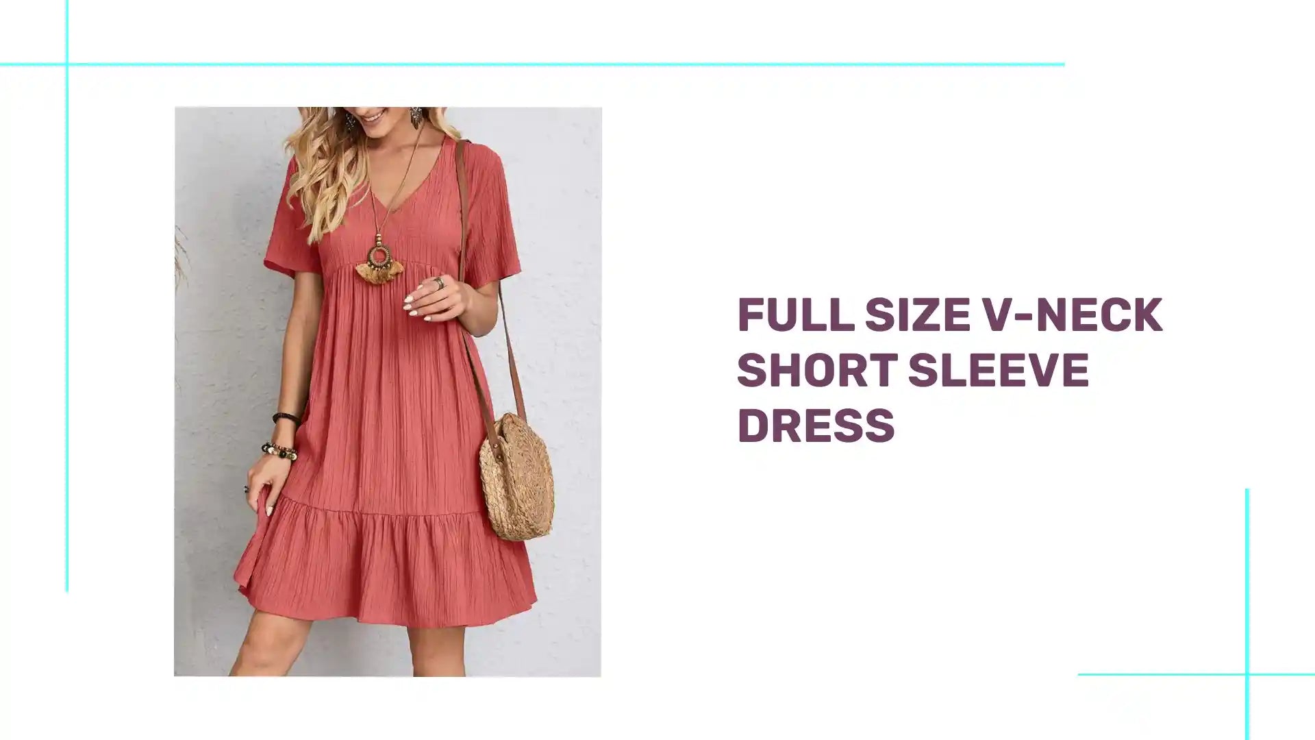 Full Size V-Neck Short Sleeve Dress by@Outfy