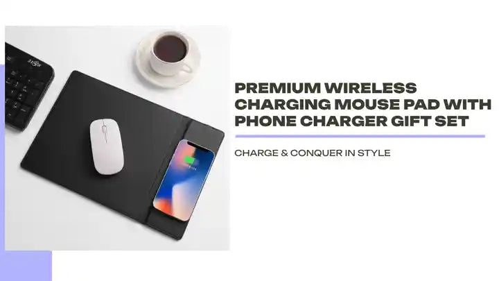 Premium Wireless Charging Mouse Pad with Phone Charger Gift Set by@Outfy