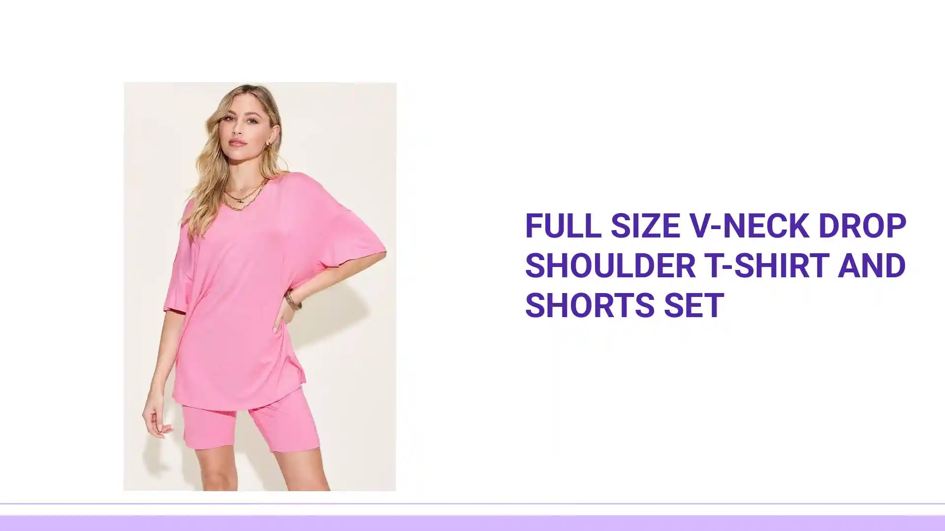 Full Size V-Neck Drop Shoulder T-Shirt and Shorts Set by@Outfy