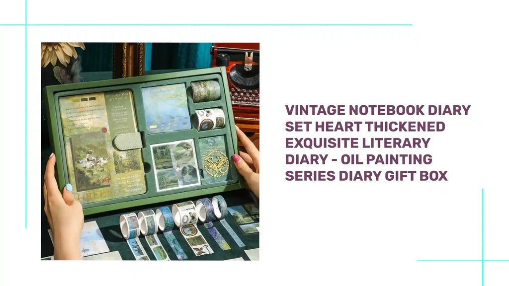 Vintage Notebook Diary Set Heart Thickened Exquisite Literary Diary - Oil Painting Series Diary Gift Box by@Outfy