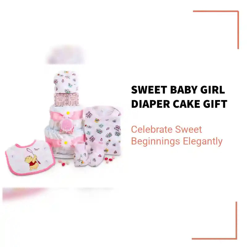 Sweet Baby Girl Diaper Cake Gift by@Outfy