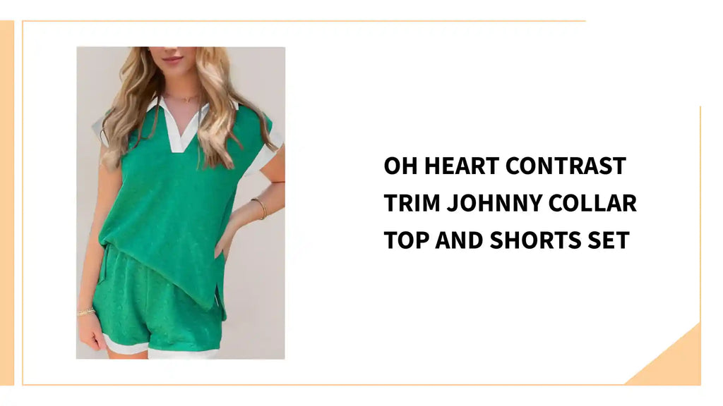Oh Heart Contrast Trim Johnny Collar Top and Shorts Set by@Outfy